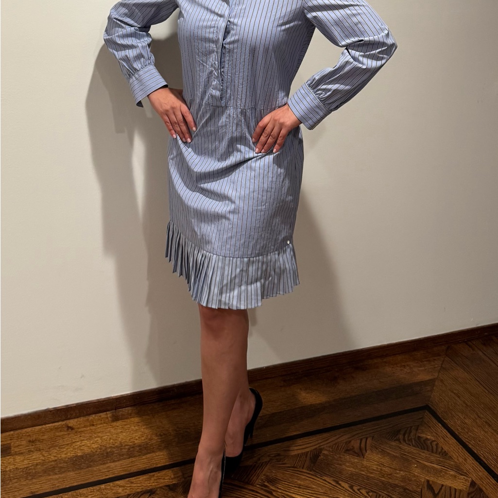 Scotch & Soda Silver Ruffled Long Sleeve Shirt Dress
